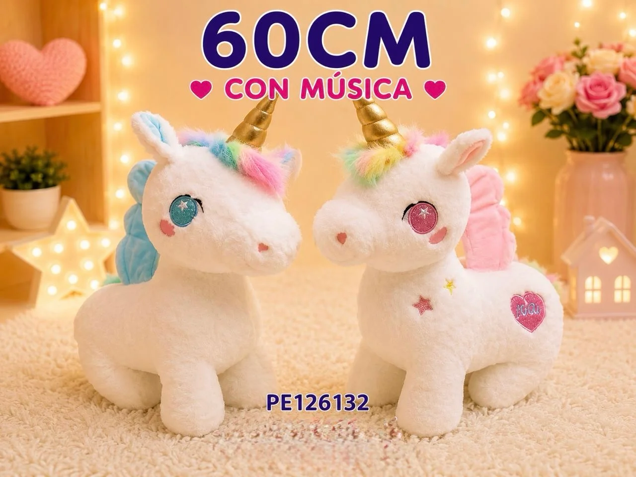 A215-PE126132 PELUCHE UNICORNIO 60CM - Imagen 1