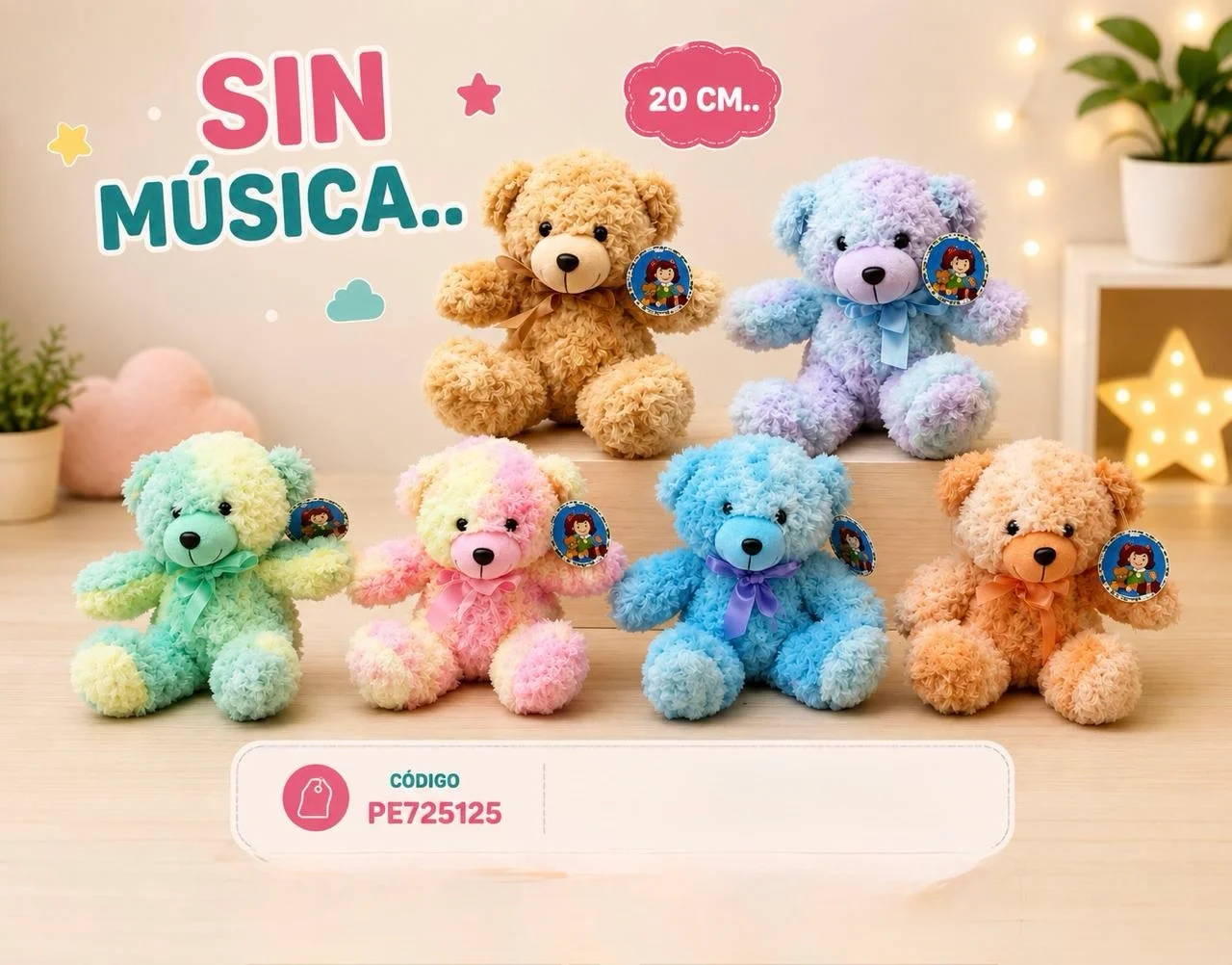 A215-PE725125 PELUCHE OSO COLORES - Imagen 1