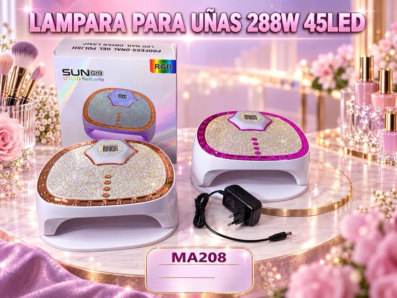 bc2c8cd2-c20f-4b5e-b18e-7a23df1fc49f LAMPARA P/UÑAS 288 W 45 LEDS (ROSA CON BLANCO) - Imagen 1